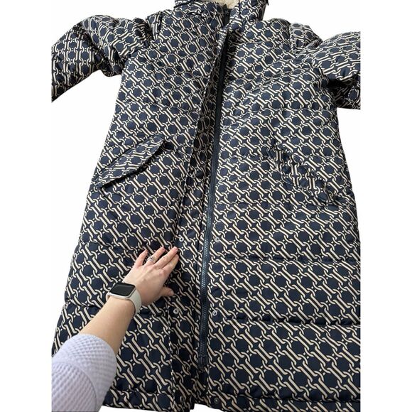 NWOT BODEN Skye Puffer Coat Tan Black Chain Geo size 12 - Picture 14 of 16